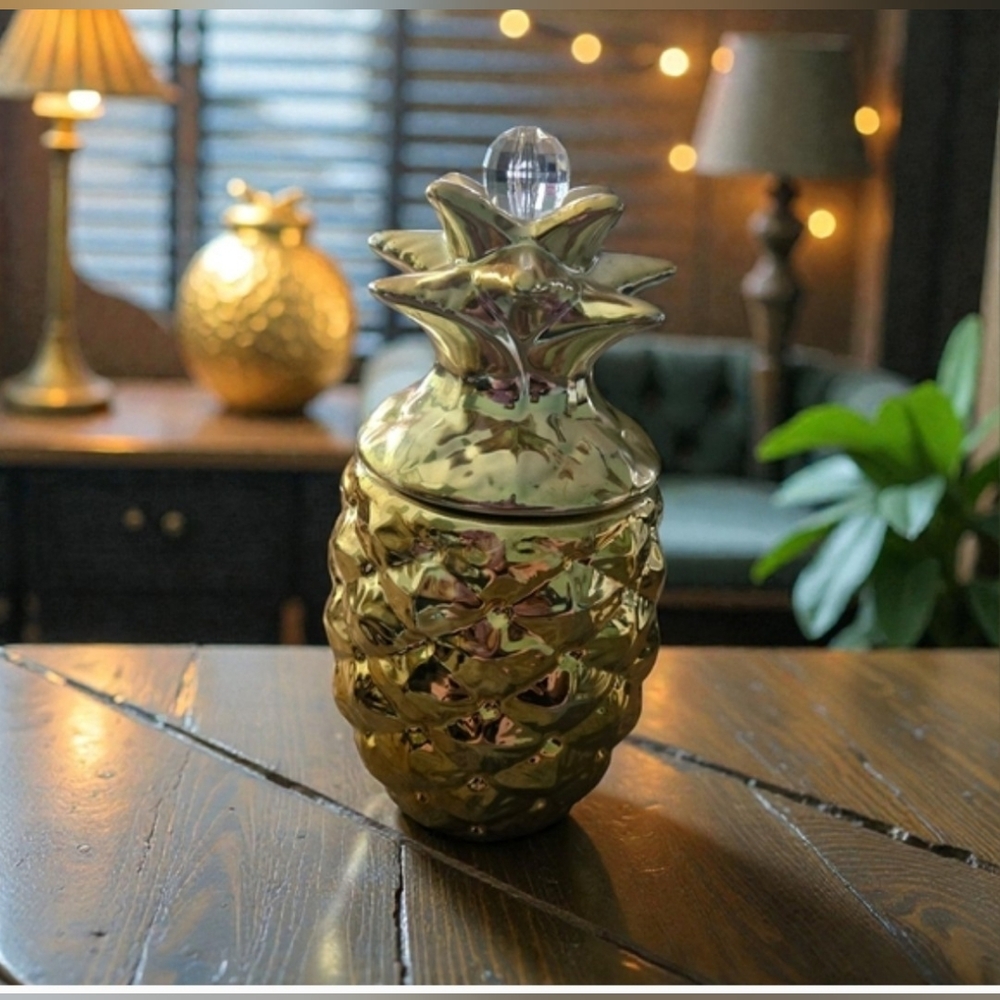 Gold Pineapple Ceramic Decorative Jar